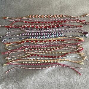 Handmade Woven Friendship Bracelet Lot 25pc OS Multicolor Women Cotton Boho